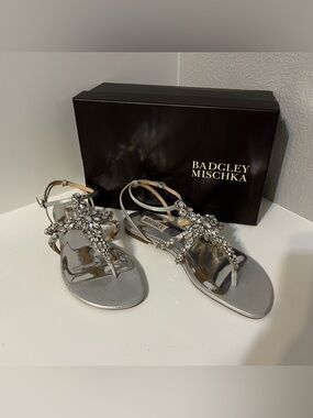 Badgley Mischka “Hampden” jeweled flat sandals 8.5